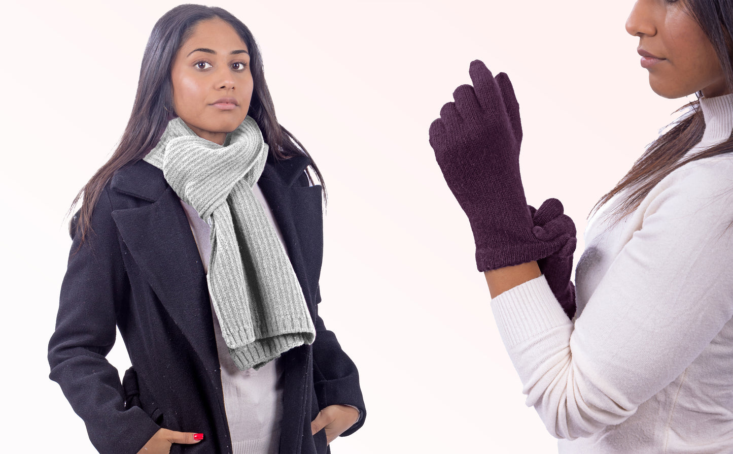 Box Donna 1: Guanti in angora + Sciarpa in maglia inglese