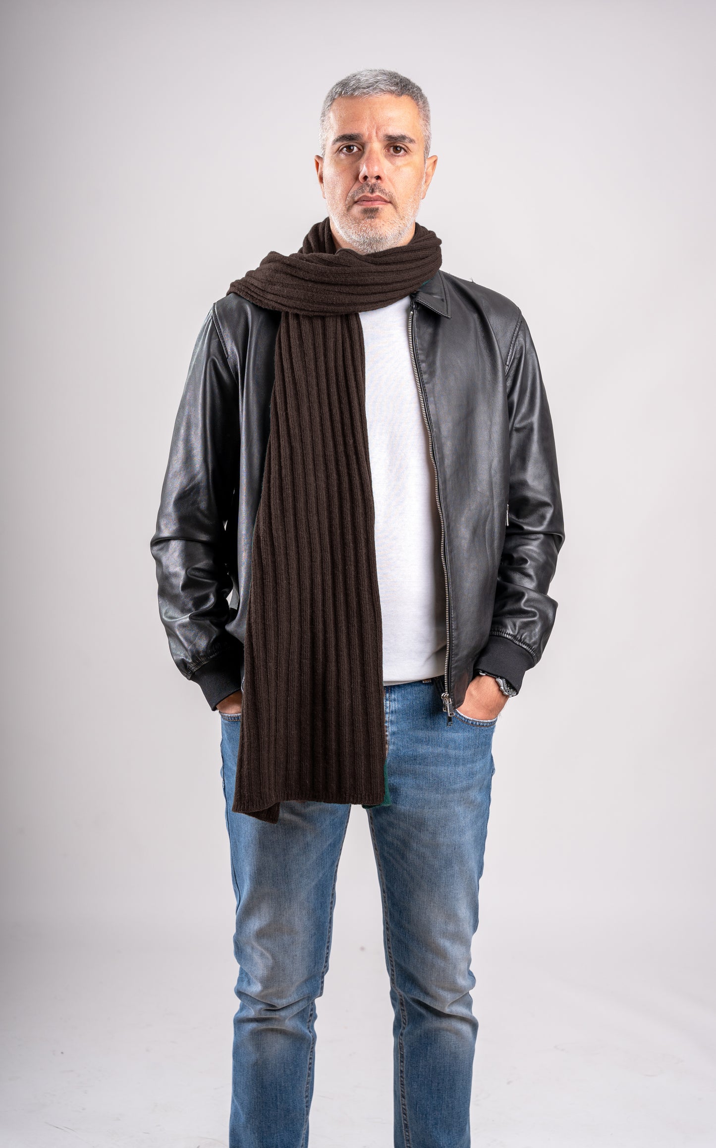 Sciarpone a coste al 100% in pura lana - Made in Italy