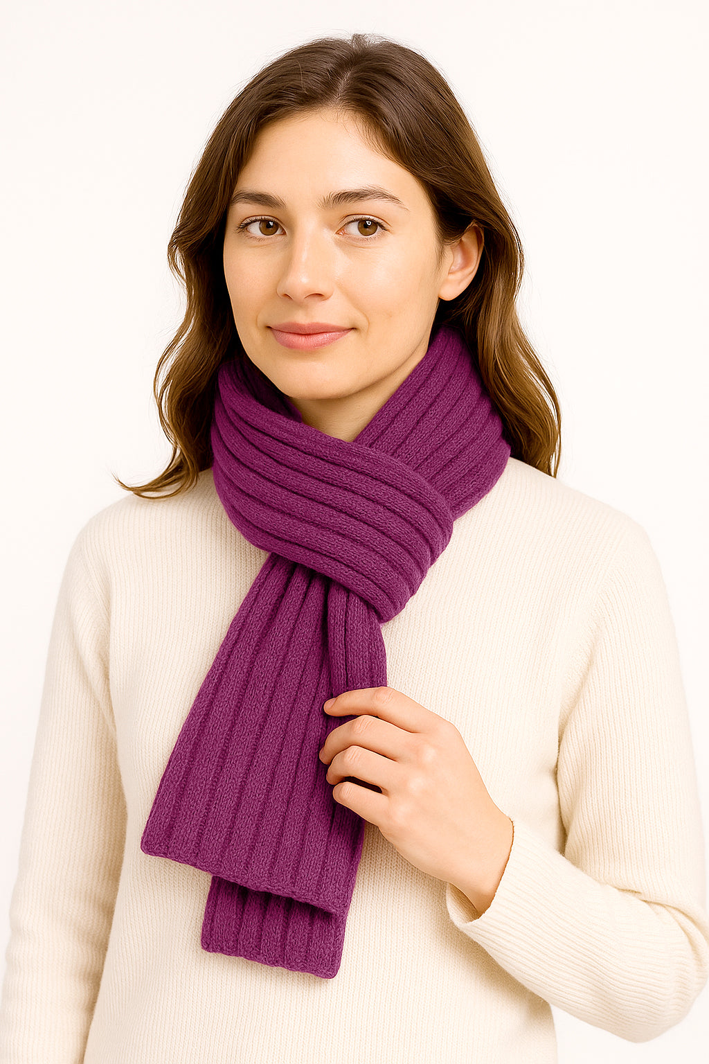 Sciarpone a coste al 100% in pura lana - Made in Italy