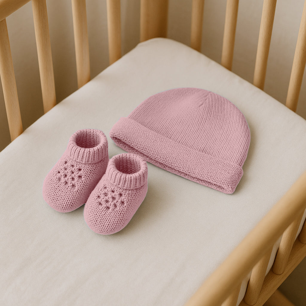 Copertina in Lana Merino per Neonati con Babbucce e Cappello, Prodotto Artigianale, Made in Italy