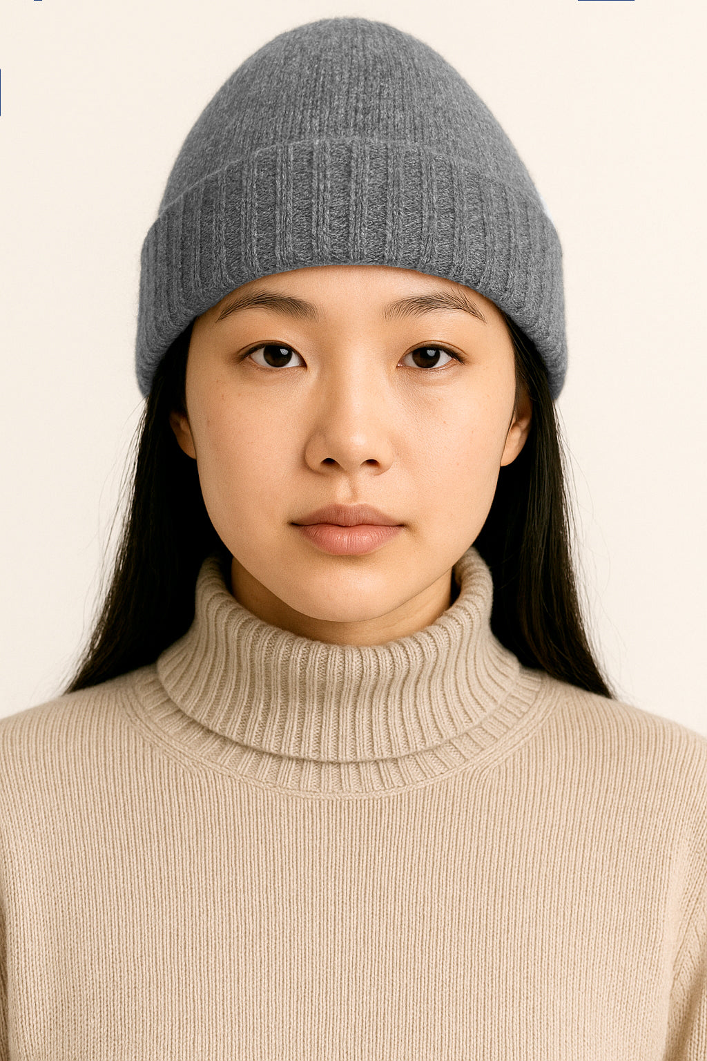 Cappello di Lana misto Cashmere  con Risvolti a Coste – Unisex - Made in Italy