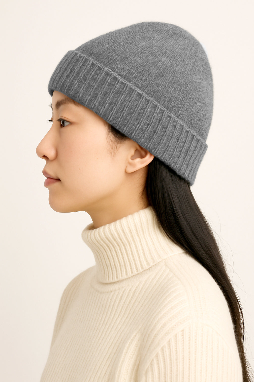 Cappello di Lana misto Cashmere  con Risvolti a Coste – Unisex - Made in Italy