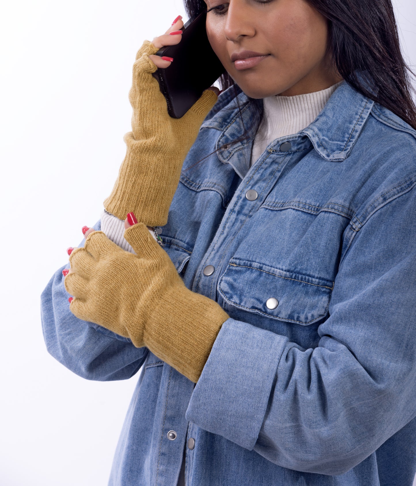 Guanti mezze dita in Lana misto  Cashmere  da Donna - Made in Italy