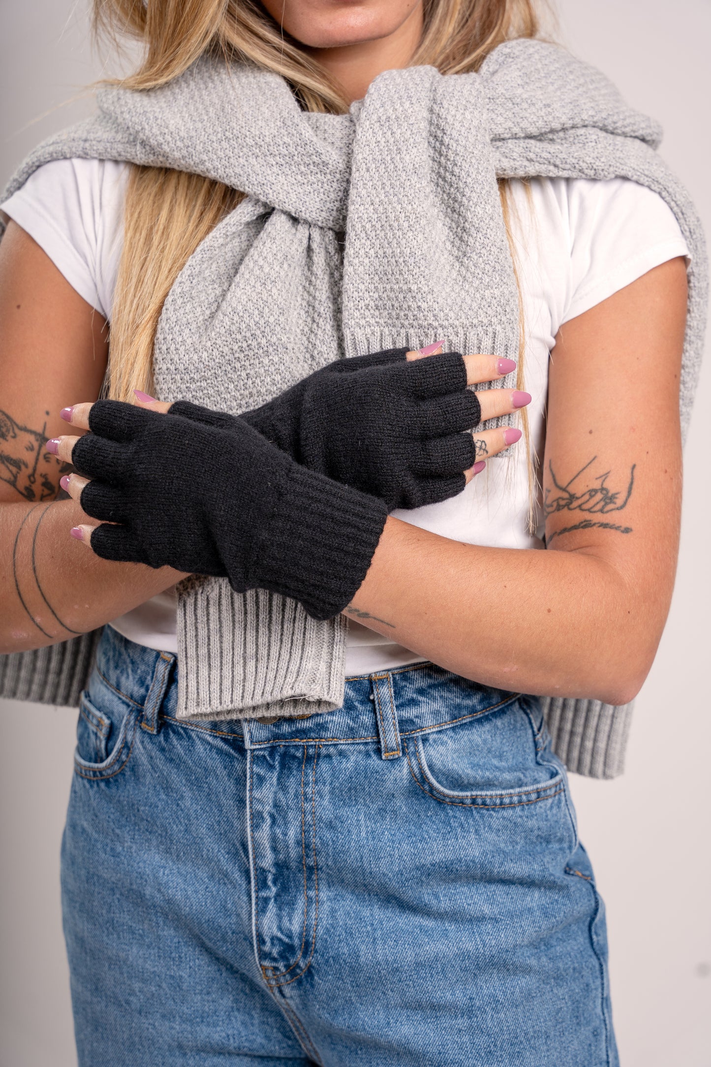 Guanti mezze dita in Lana misto  Cashmere  da Donna - Made in Italy