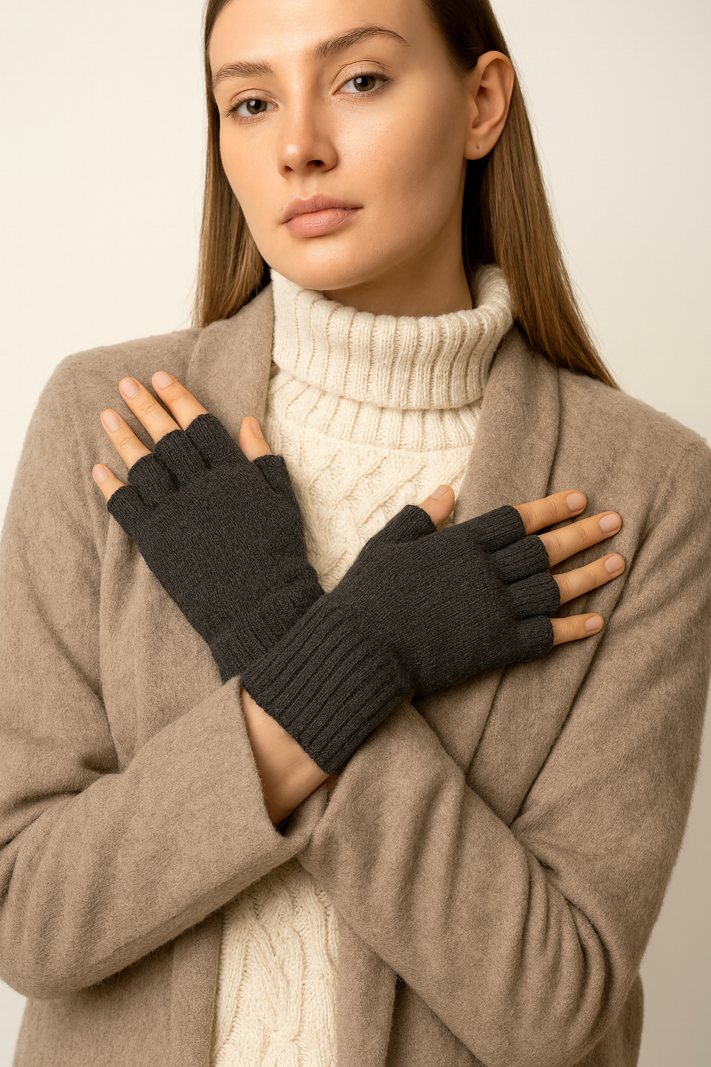 Guanti mezze dita in Lana misto  Cashmere  da Donna - Made in Italy