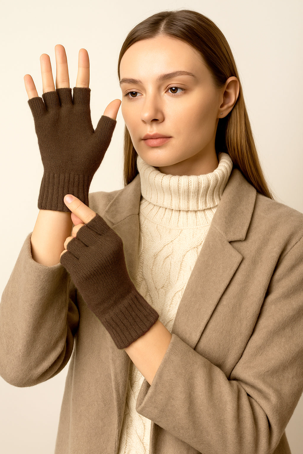 Guanti mezze dita in Lana misto  Cashmere  da Donna - Made in Italy