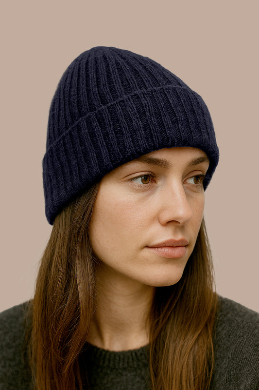Cappello 100% Cashmere con rasatura a Coste - Made in Italy