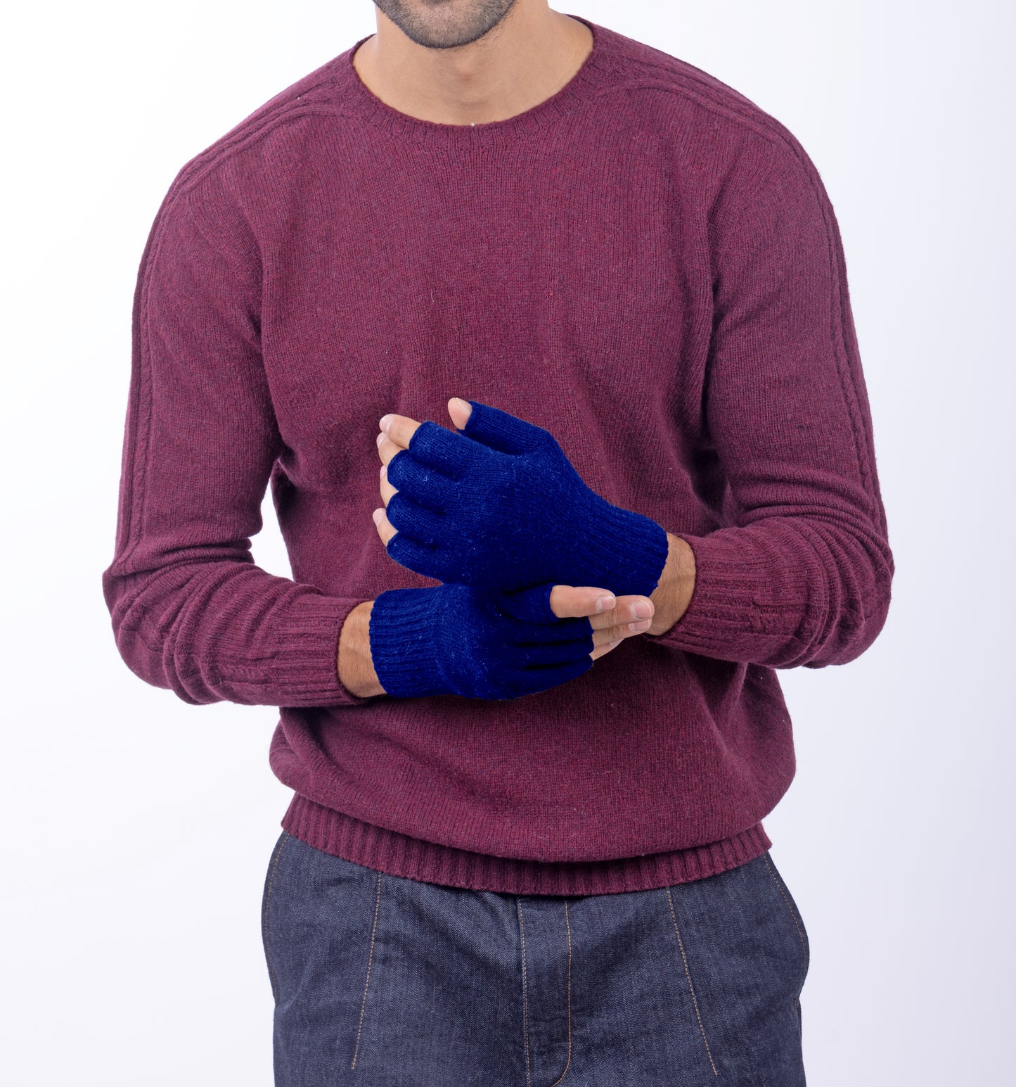 Guanti mezze dita in Lana misto Cashmere  da Uomo - Made in Italy