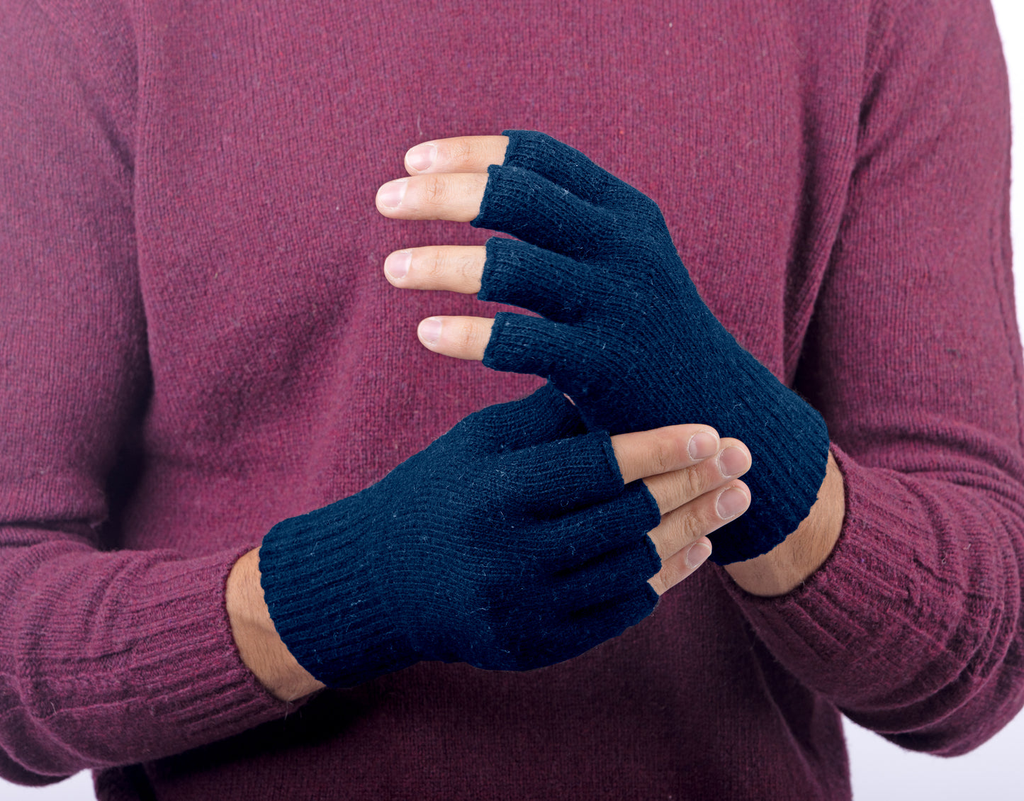 Guanti mezze dita in Lana misto Cashmere  da Uomo - Made in Italy