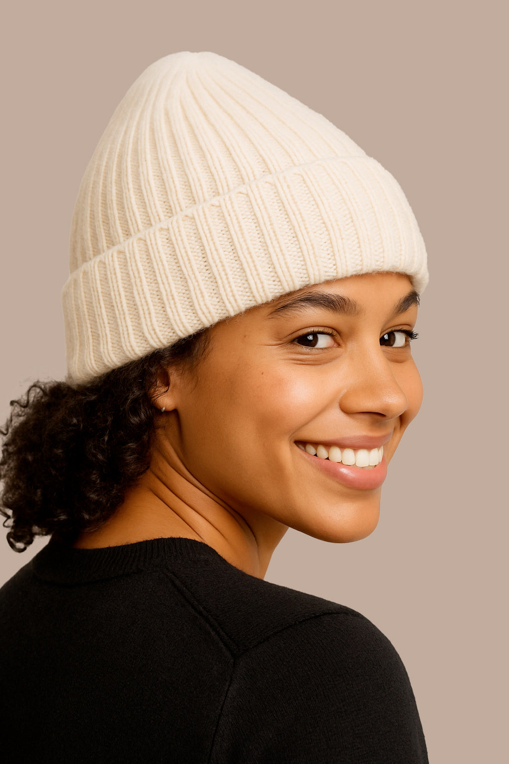 Cappello 100% Cashmere con rasatura a Coste - Made in Italy