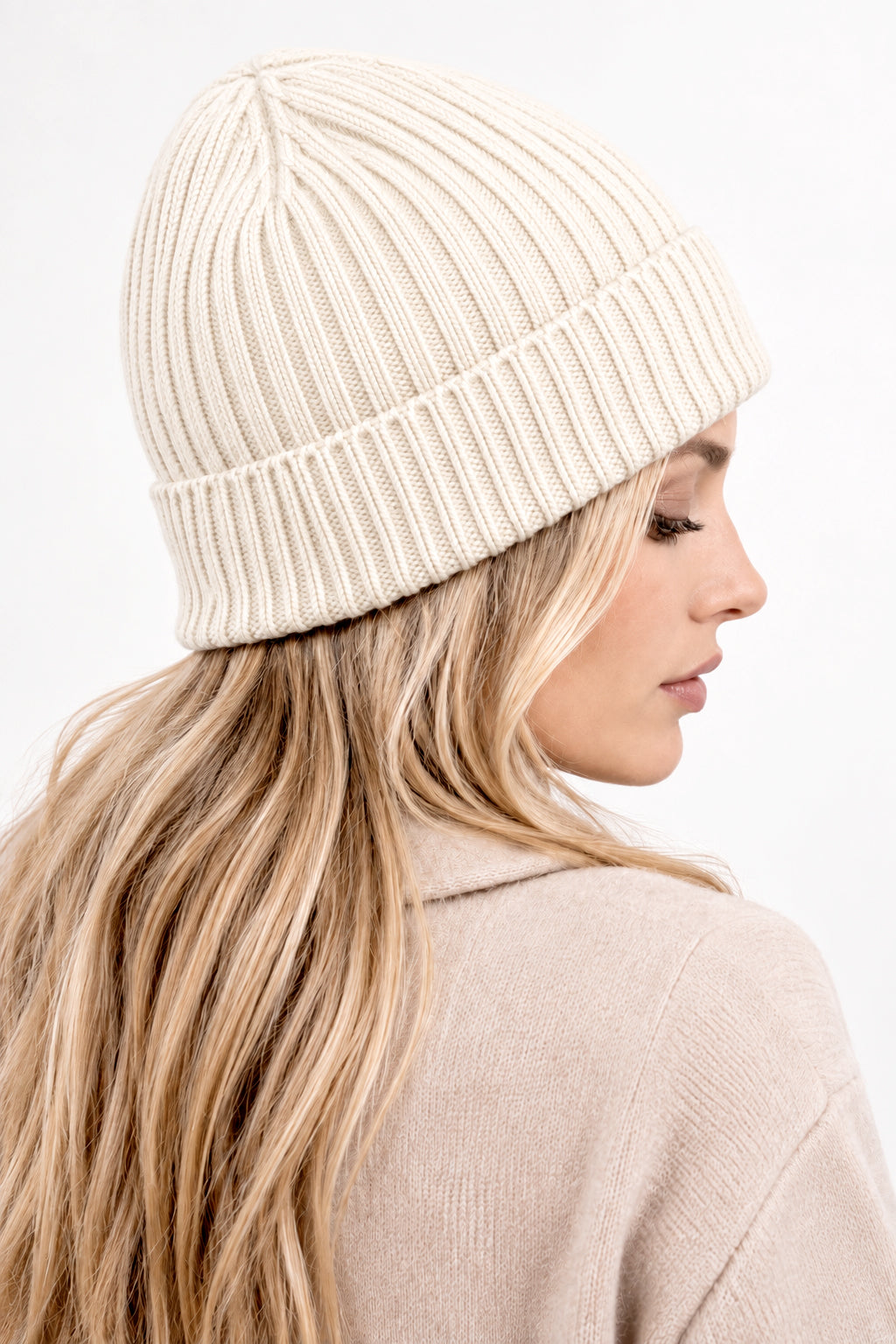 Cappello 100% Cashmere con rasatura a Coste - Made in Italy