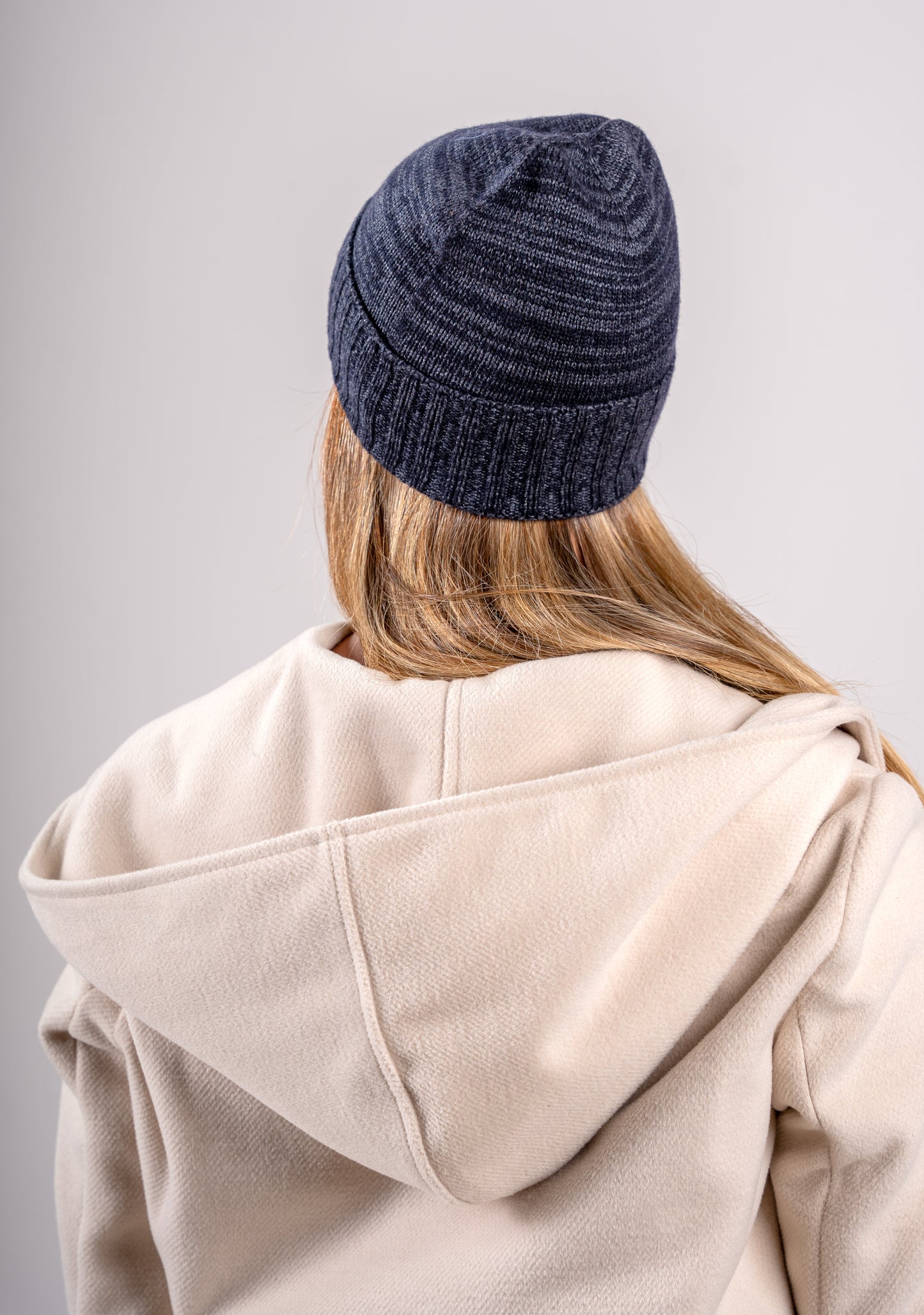 Cappello di Lana misto Cashmere  con Risvolti a Coste – Unisex - Made in Italy