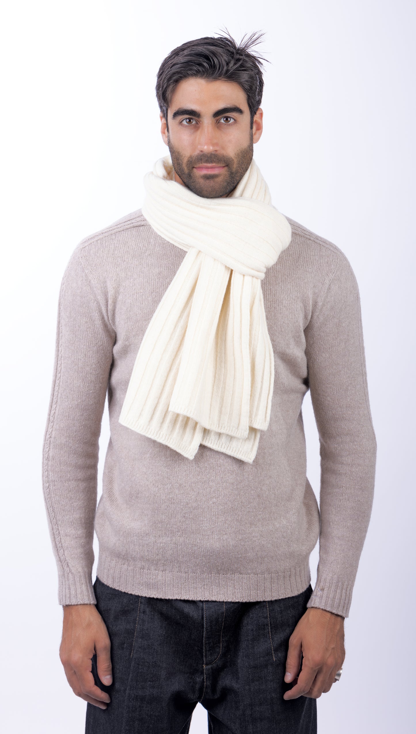 Sciarpone a coste al 100% in pura lana - Made in Italy