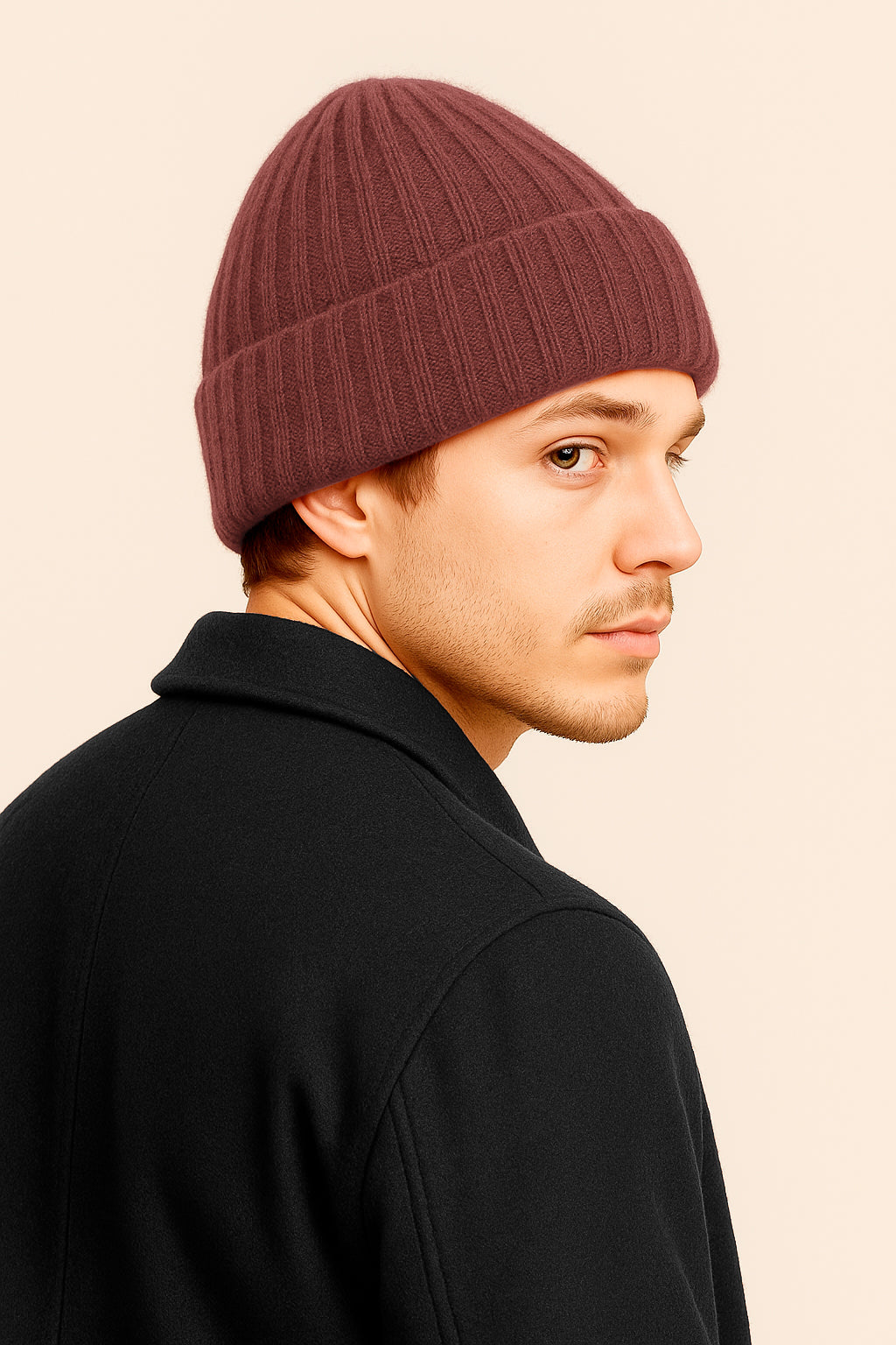 Cappello 100% Cashmere con rasatura a Coste - Made in Italy