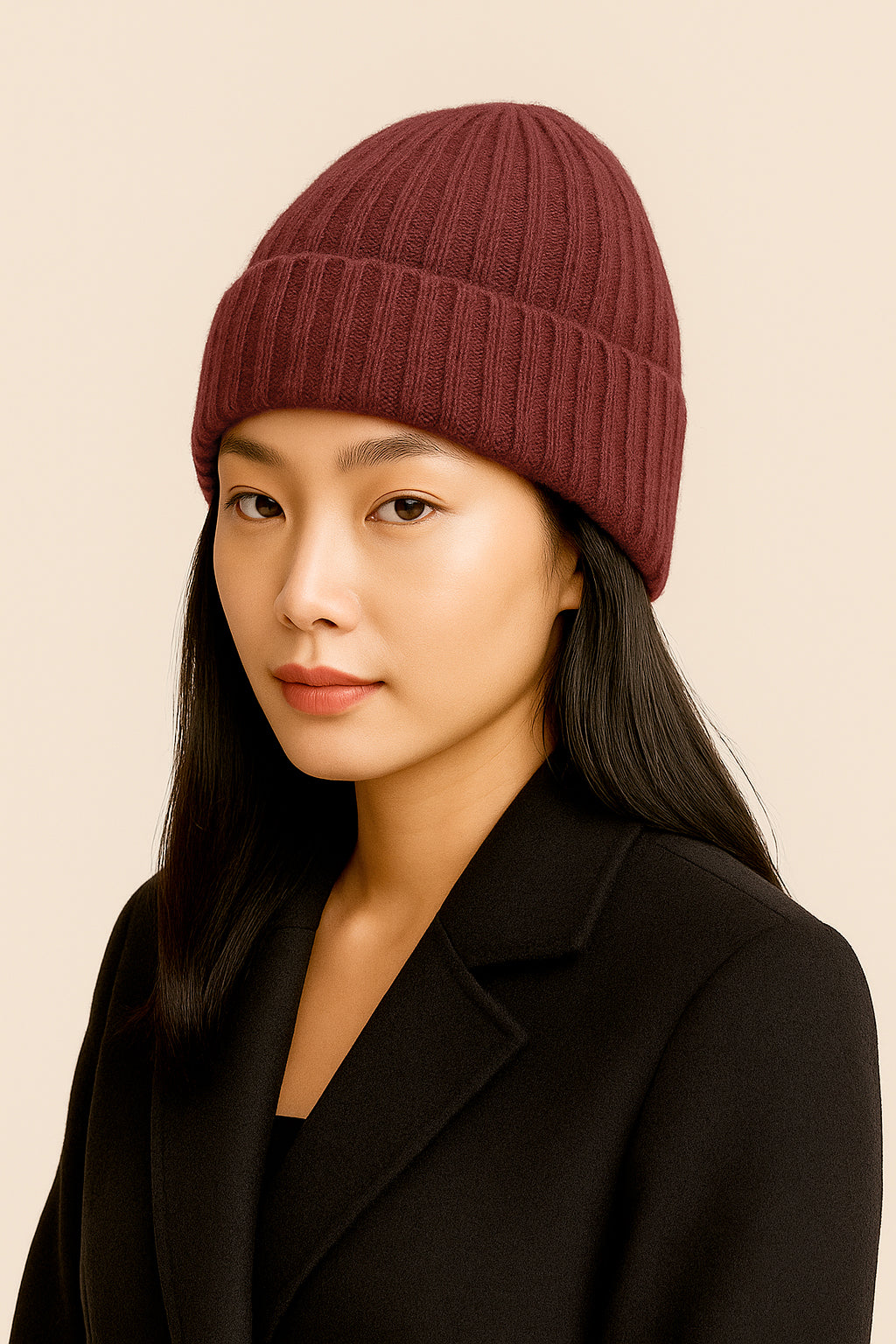 Cappello 100% Cashmere con rasatura a Coste - Made in Italy