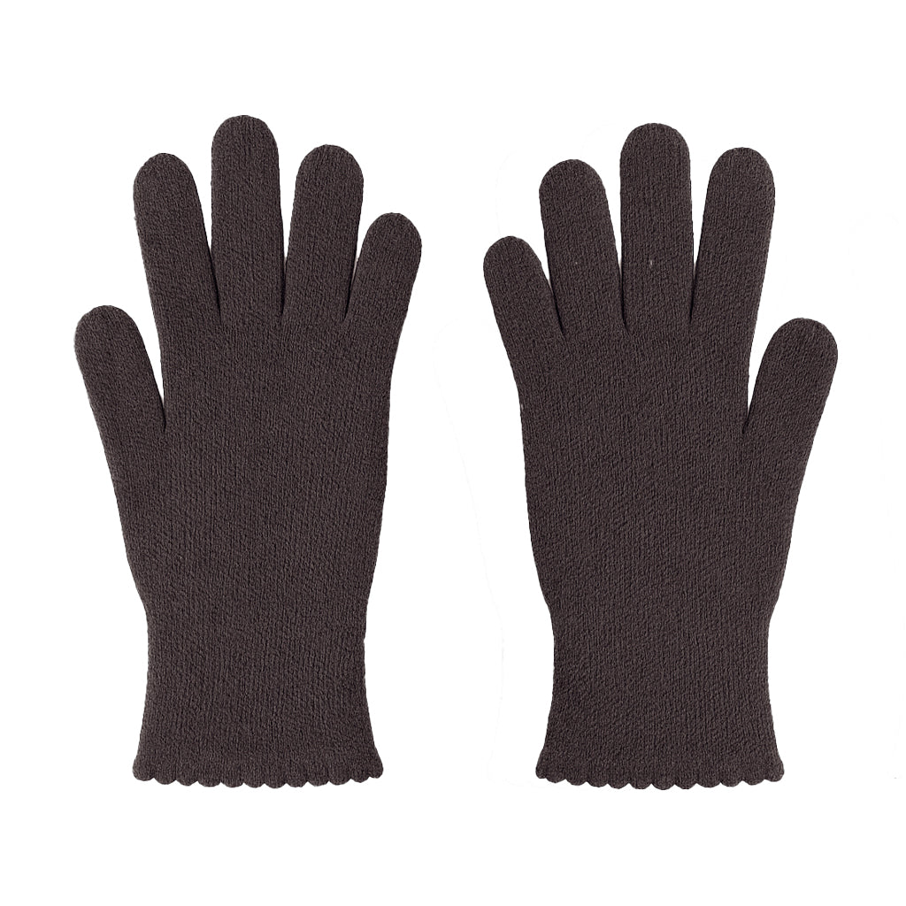 Guanti in lana misto angora da Donna con bordo smerlato - Made in Italy