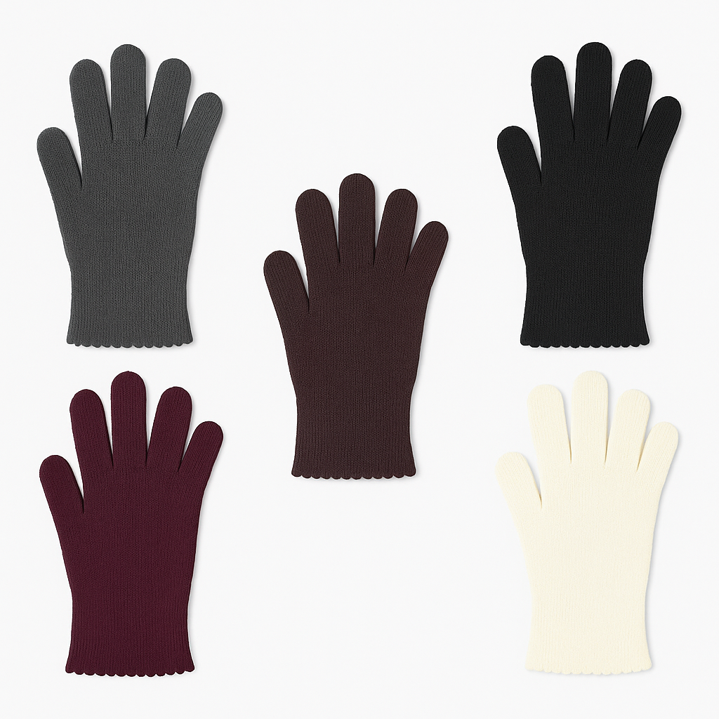 Guanti in lana misto angora da Donna con bordo smerlato - Made in Italy