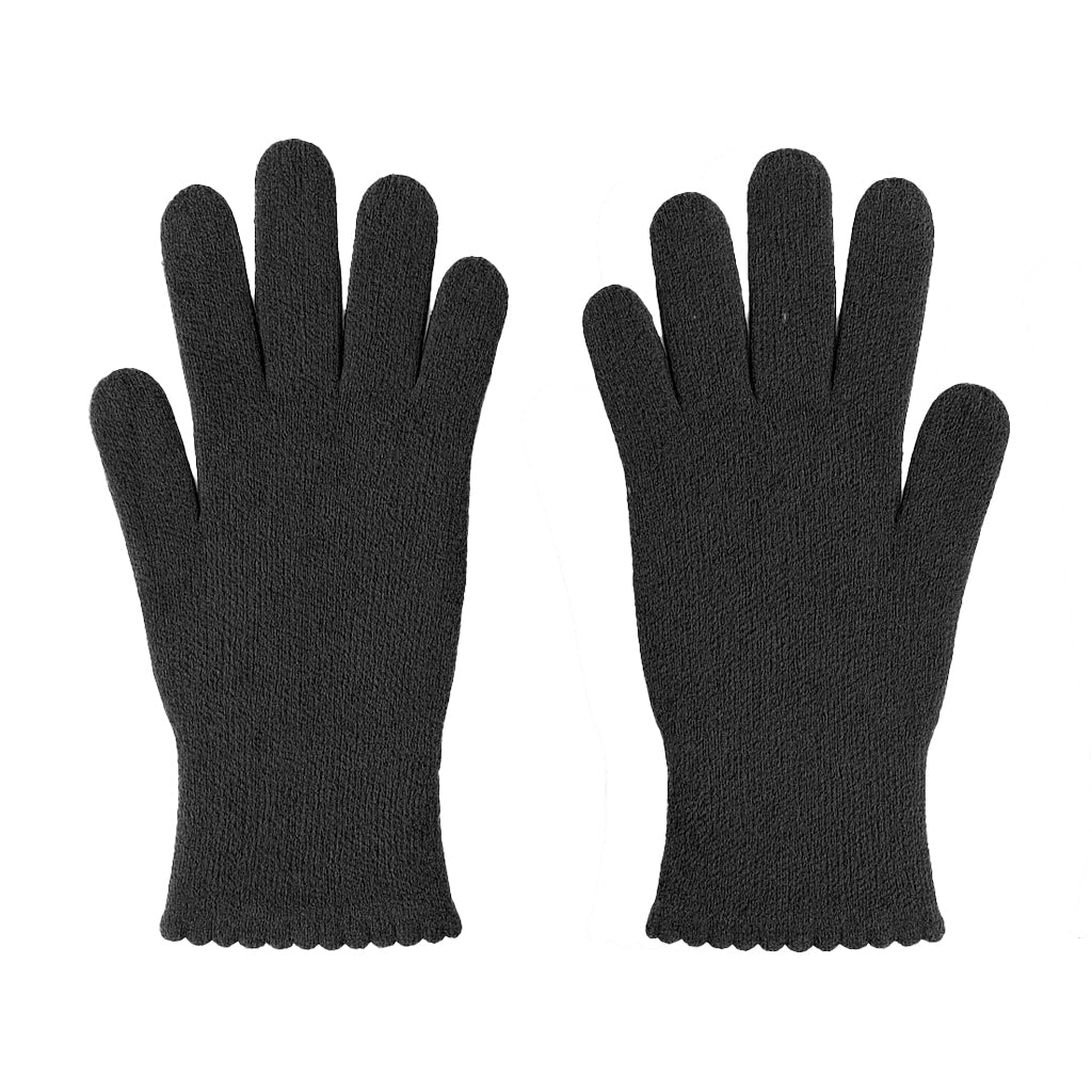 Guanti in lana misto angora da Donna con bordo smerlato - Made in Italy