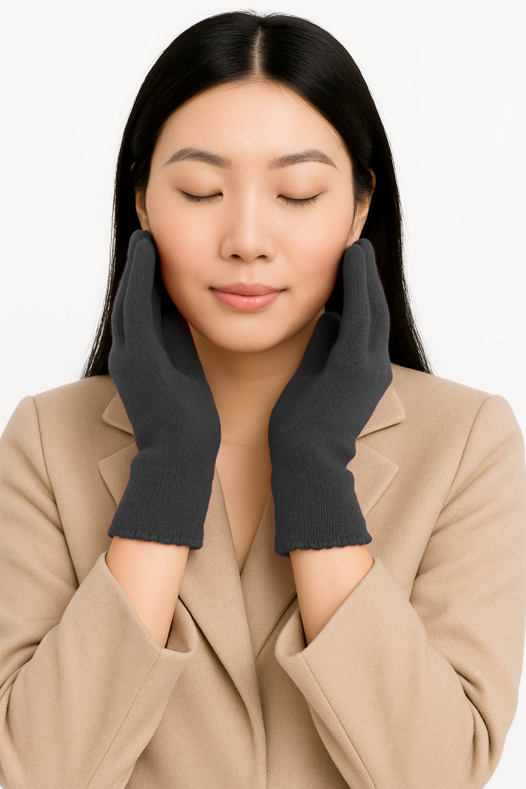 Guanti in lana misto angora da Donna con bordo smerlato - Made in Italy