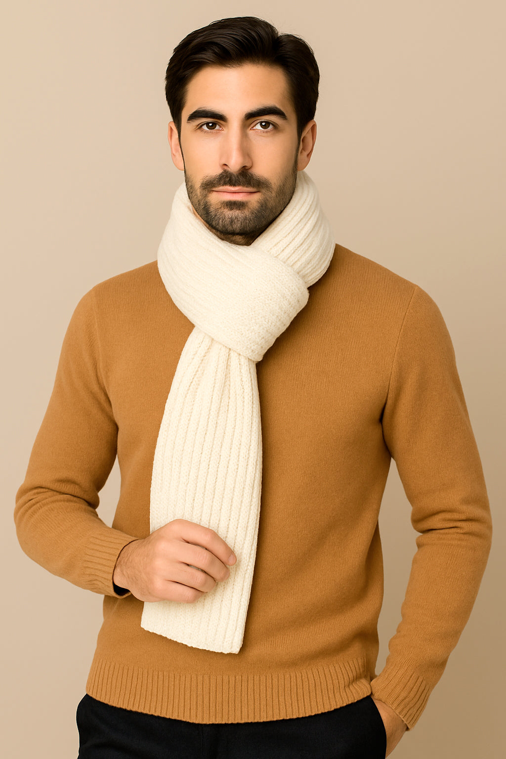 Sciarpa in maglia inglese in lana - Made in Italy