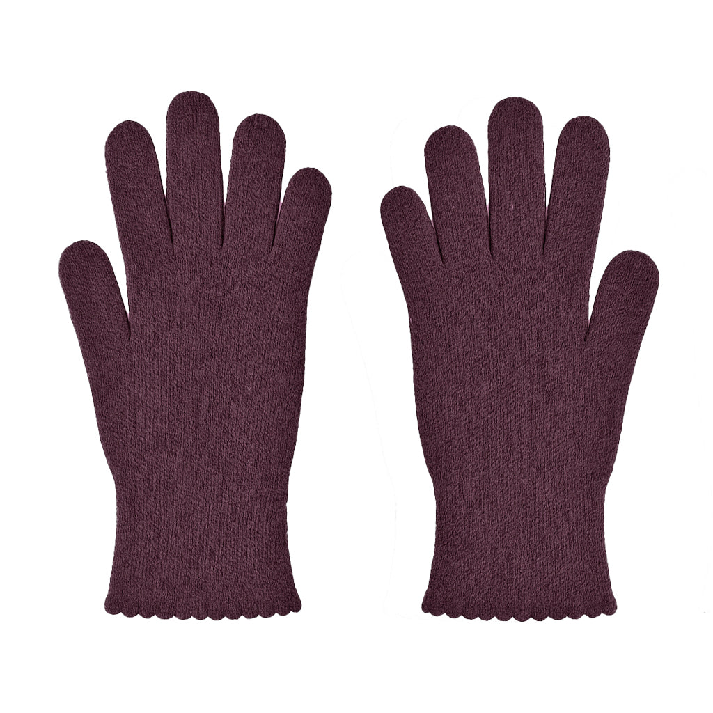 Guanti in lana misto angora da Donna con bordo smerlato - Made in Italy