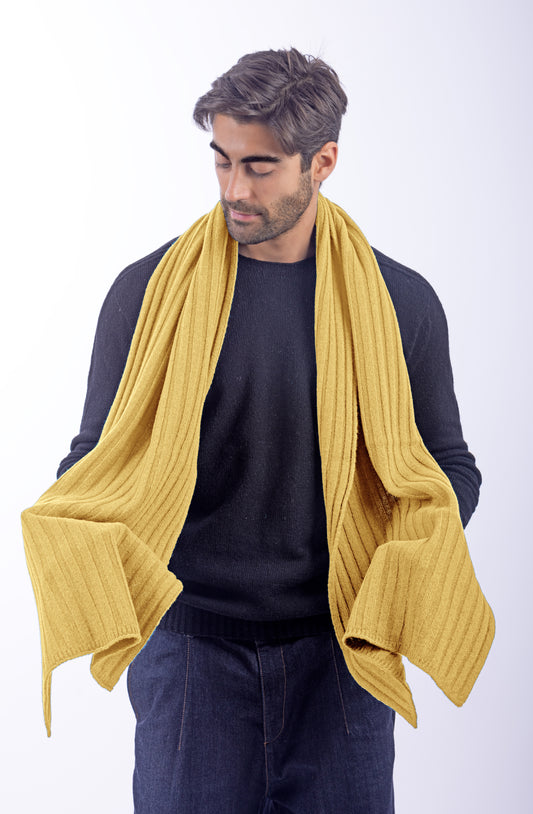 Sciarpone a coste al 100% in pura lana - Made in Italy