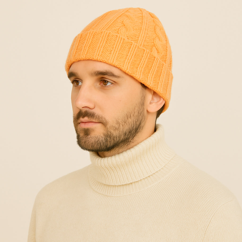 Cappello in Lana con Fantasia di Cucitura a Treccia - Unisex - Made in Italy