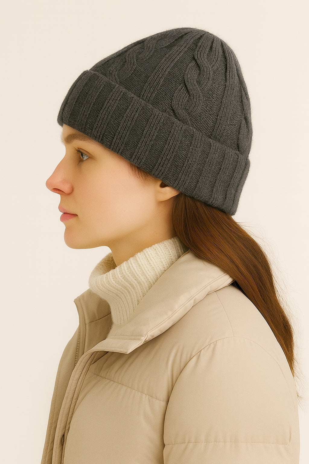 Cappello in Lana con Fantasia di Cucitura a Treccia - Unisex - Made in Italy