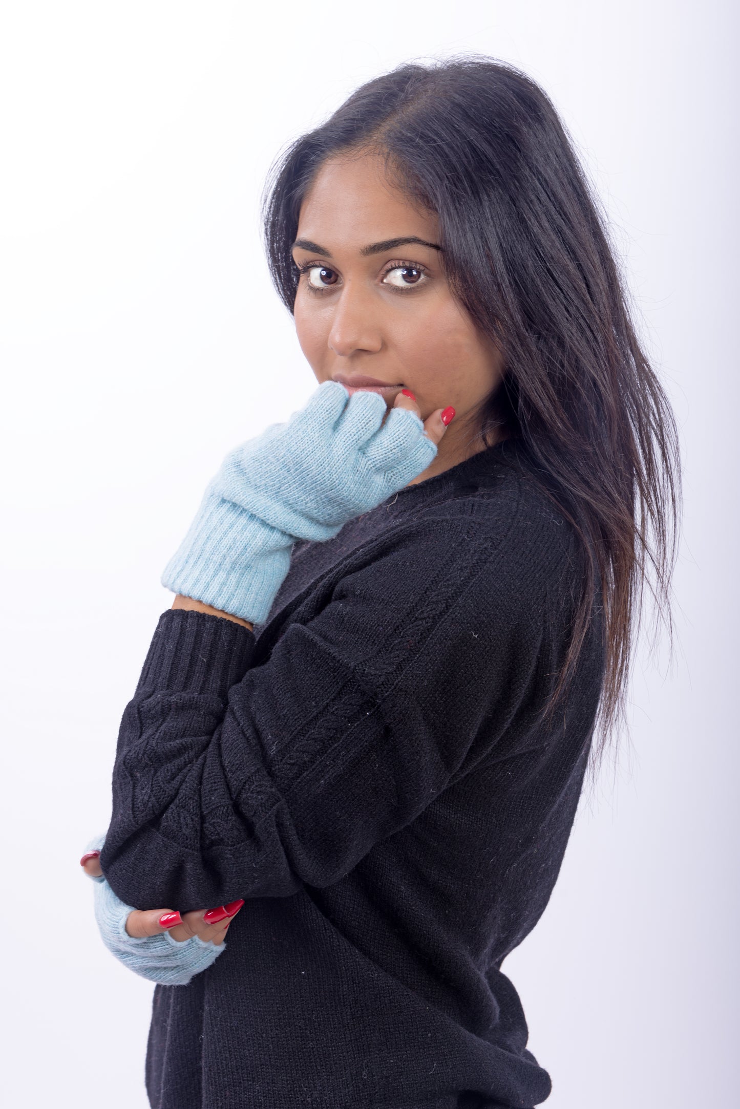 Guanti mezze dita in Lana misto  Cashmere  da Donna - Made in Italy