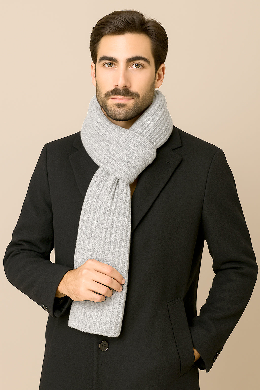 Sciarpa in maglia inglese in lana - Made in Italy