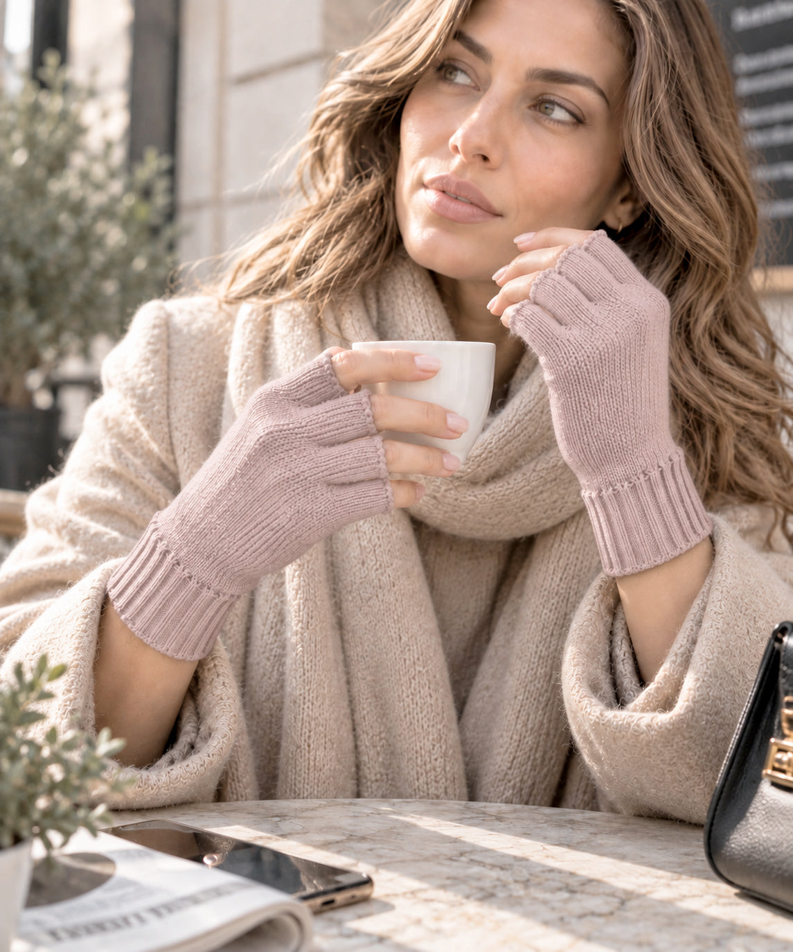 Guanti mezze dita in Lana misto  Cashmere  da Donna - Made in Italy
