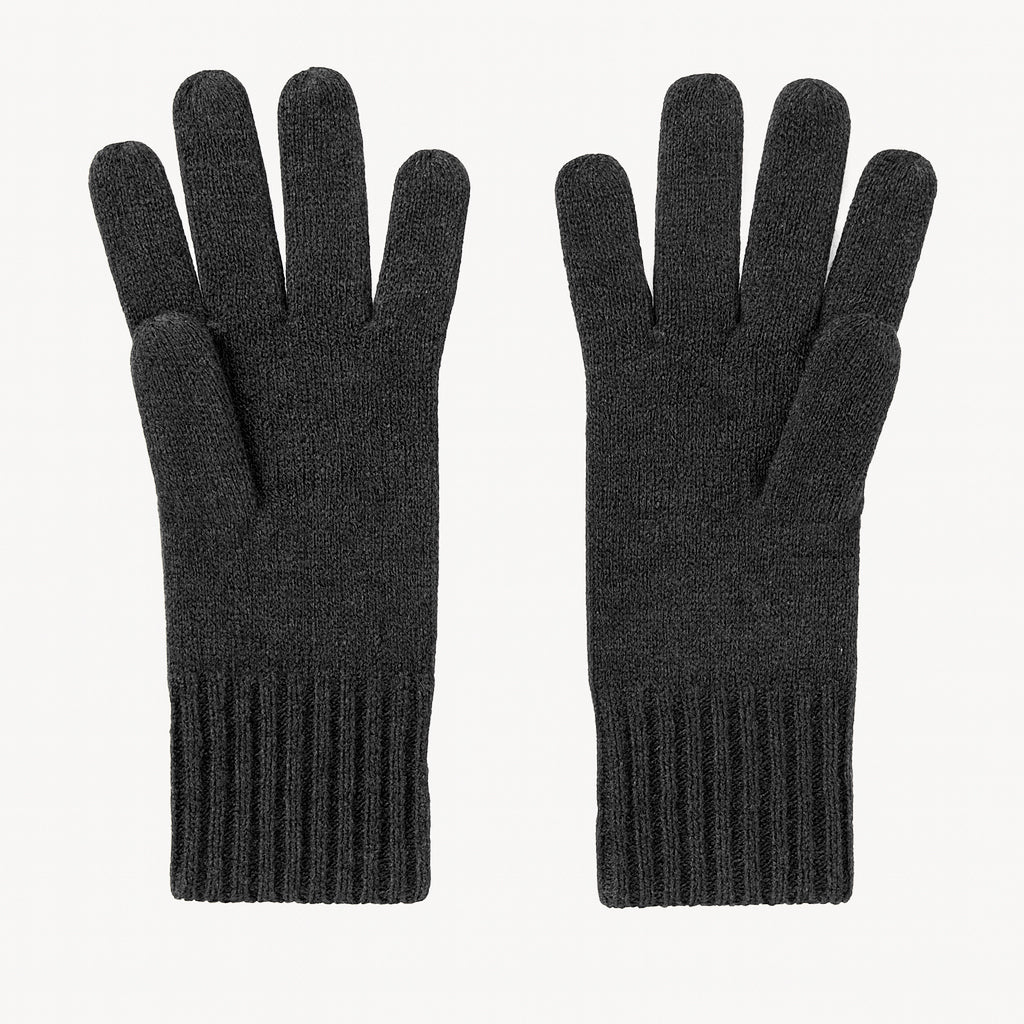 Guanti in lana misto angora da Donna con bordino a coste - Made in Italy