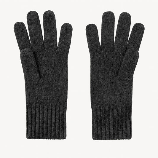 Guanti in lana misto angora da Donna con bordino a coste - Made in Italy