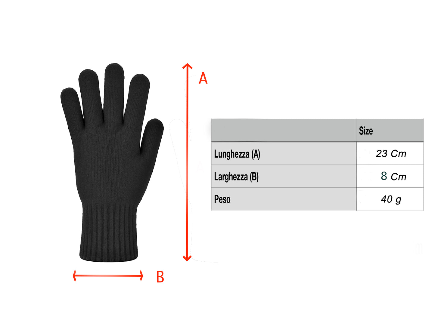 Guanti in lana misto angora da Donna con bordino a coste - Made in Italy