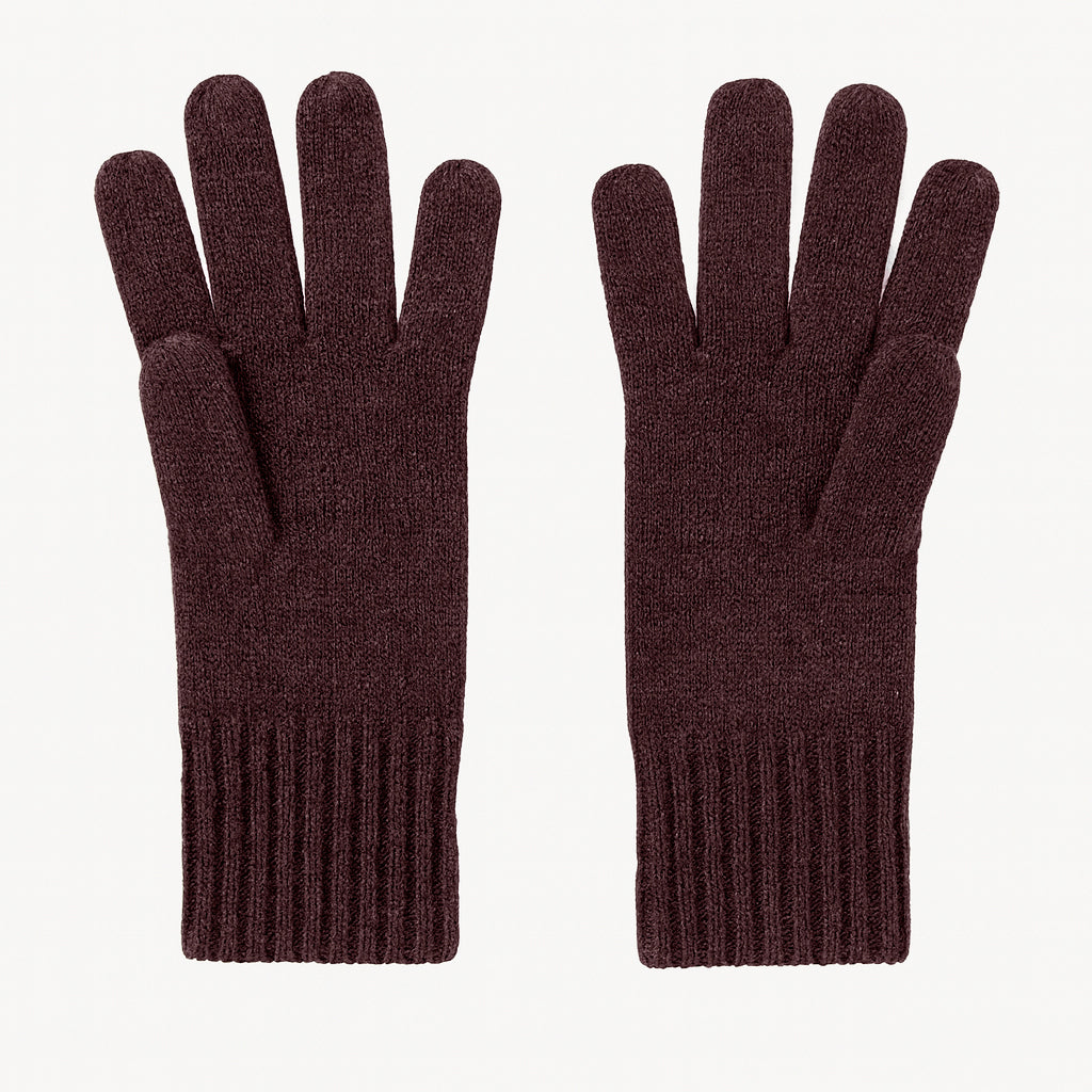 Guanti in lana misto angora da Donna con bordino a coste - Made in Italy