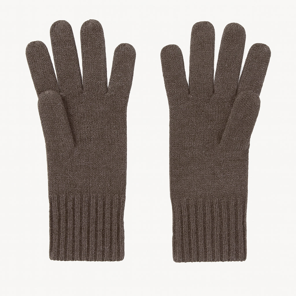 Guanti in lana misto angora da Donna con bordino a coste - Made in Italy