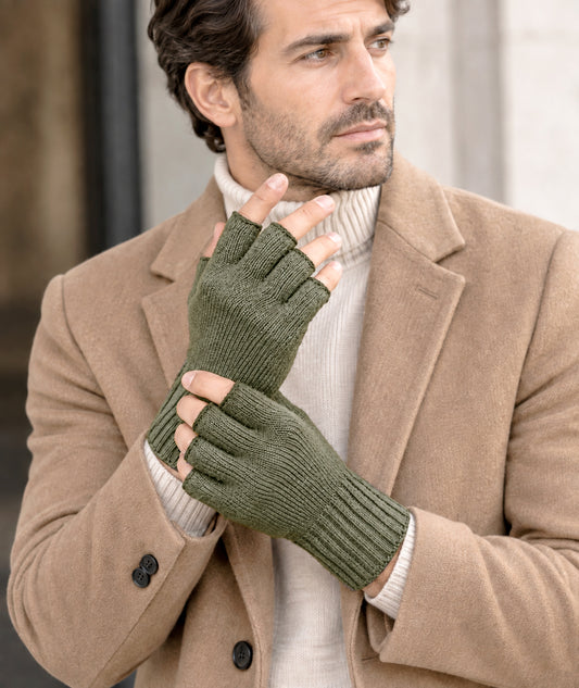Guanti mezze dita in Lana misto Cashmere  da Uomo - Made in Italy