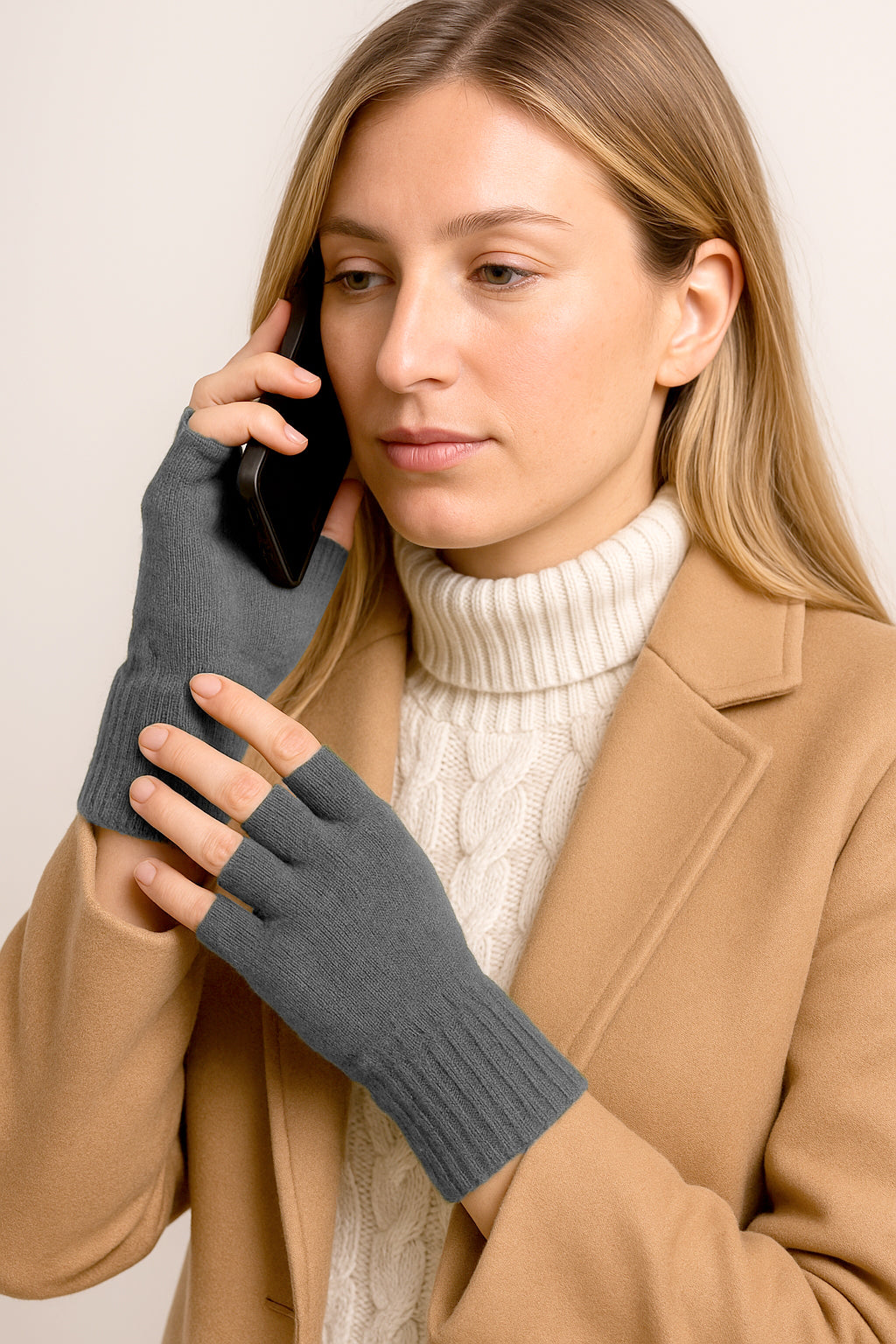 Guanti mezze dita in Lana misto  Cashmere  da Donna - Made in Italy