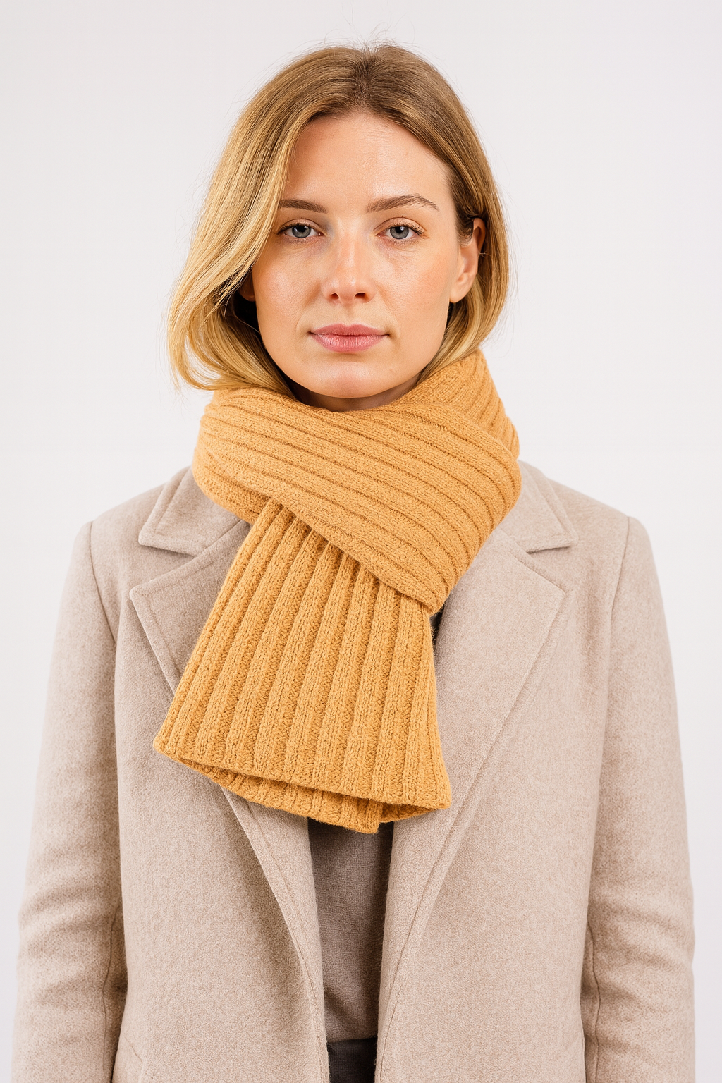 Sciarpone a coste al 100% in pura lana - Made in Italy