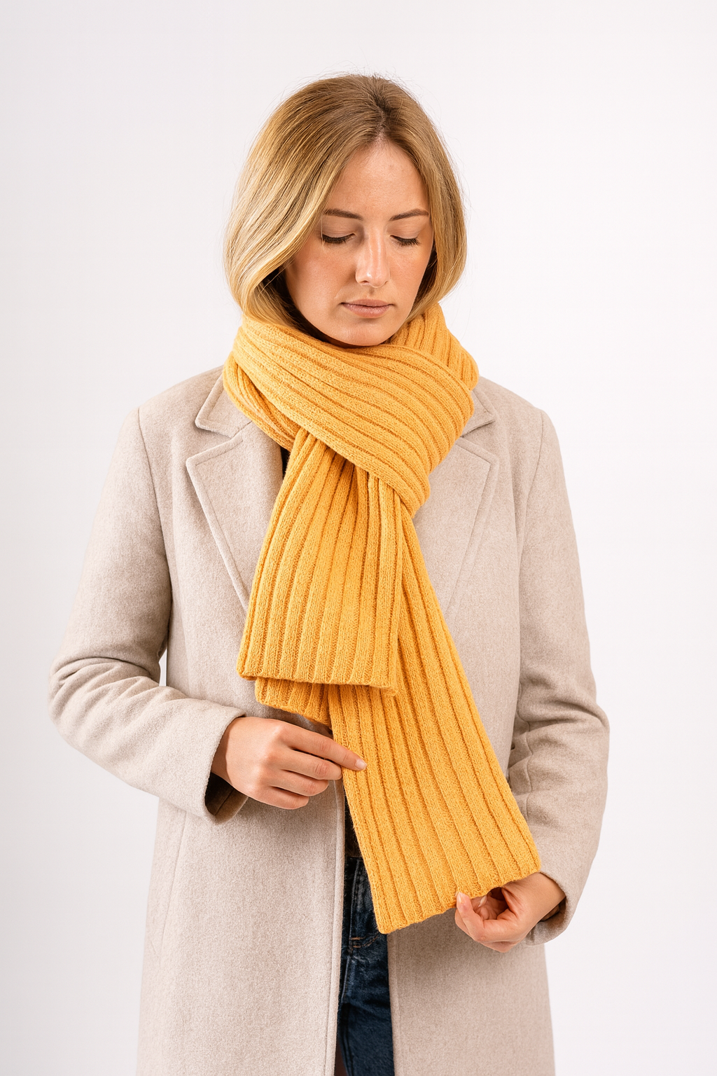 Sciarpone a coste al 100% in pura lana - Made in Italy