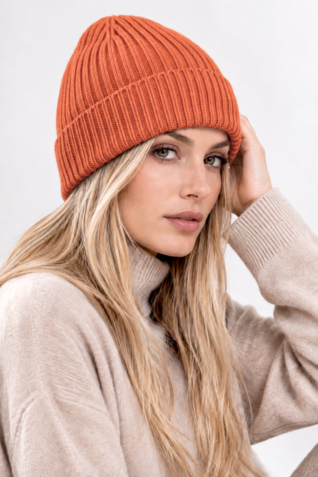 Cappello 100% Cashmere con rasatura a Coste - Made in Italy