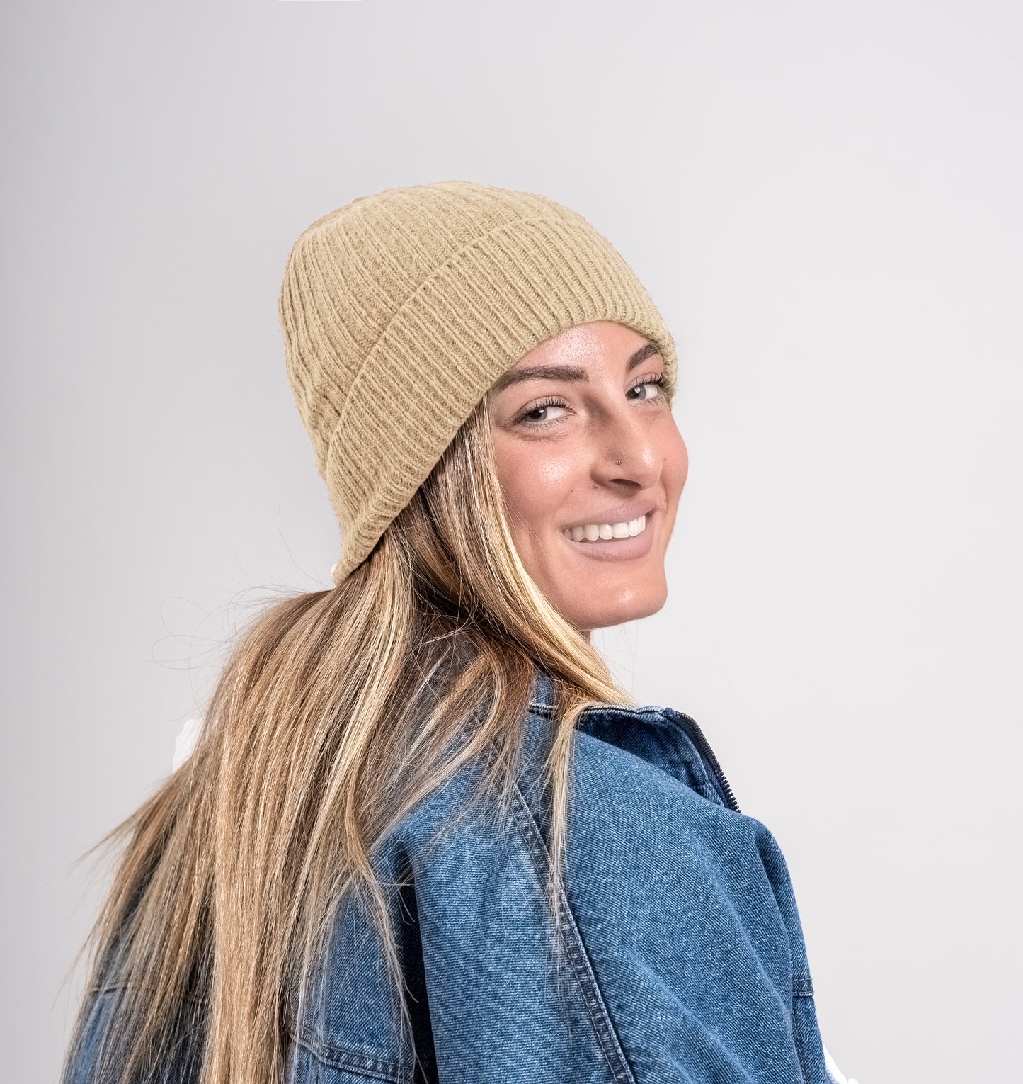 Cappello 100% Cashmere con rasatura a Coste - Made in Italy