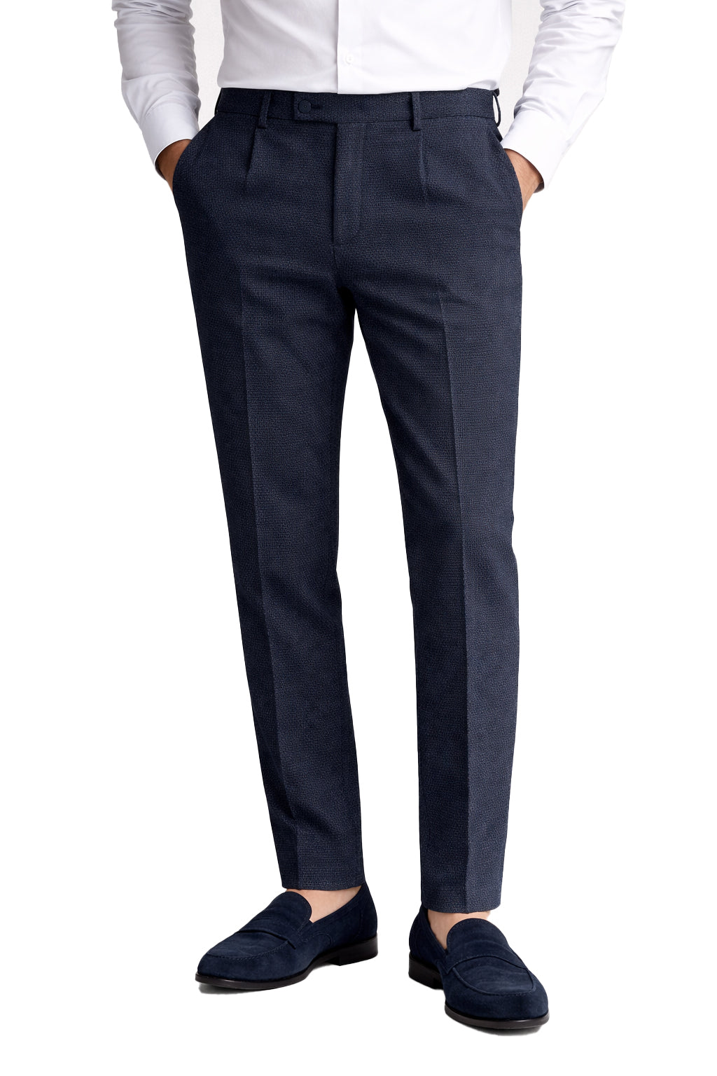 Pantalone Uomo Sartoriale Regular Fit Made in Italy – Misto Cotone con Fantasia Chicco di Riso – Casual Elegante con Tasche