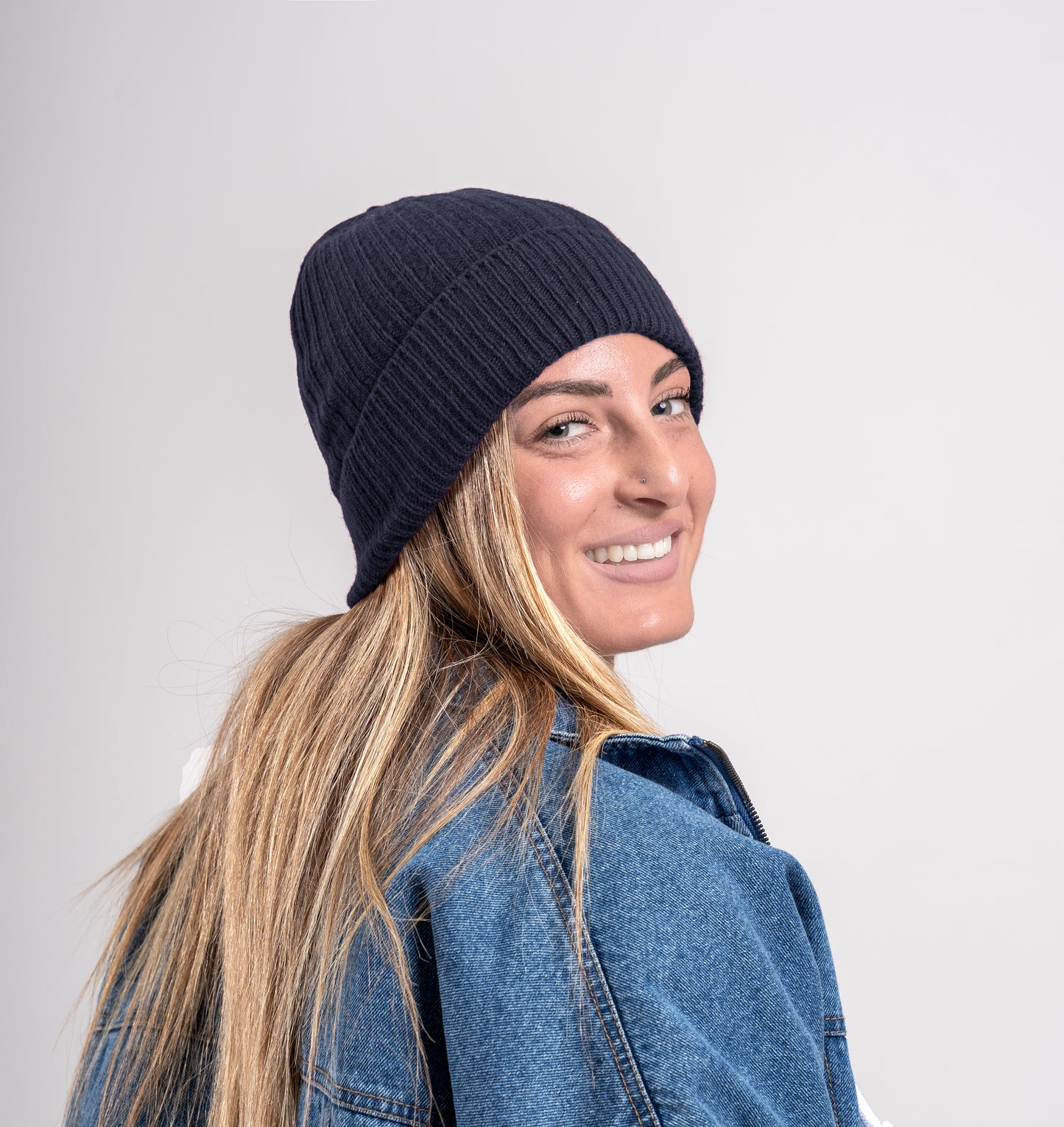Cappello 100% Cashmere con rasatura a Coste - Made in Italy