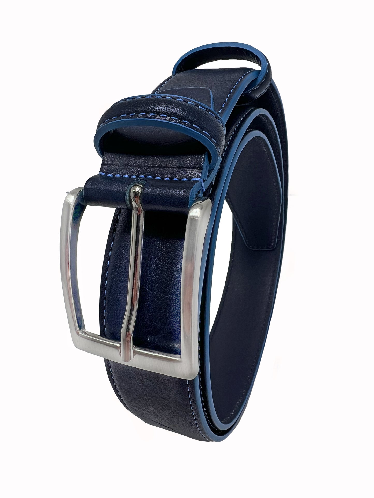 Cintura Uomo in Pelle 110-130cm - Larghezza Regolare 35MM - Fibbia in Zama satinato - Artigianale - Made In Italy - Confezione regalo