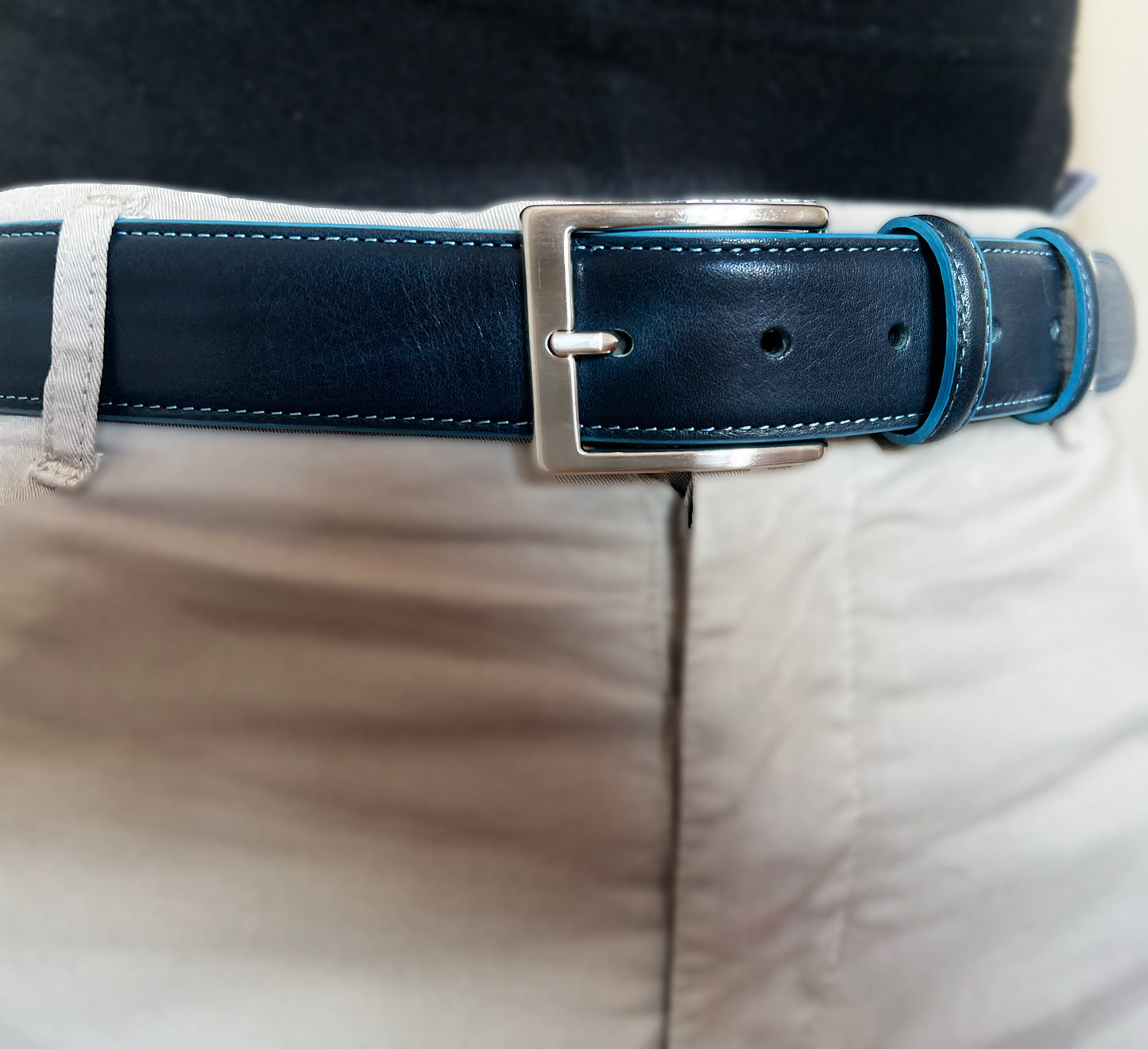 Cintura Uomo in Pelle 110-130cm - Larghezza Regolare 35MM - Fibbia in Zama satinato - Artigianale - Made In Italy - Confezione regalo