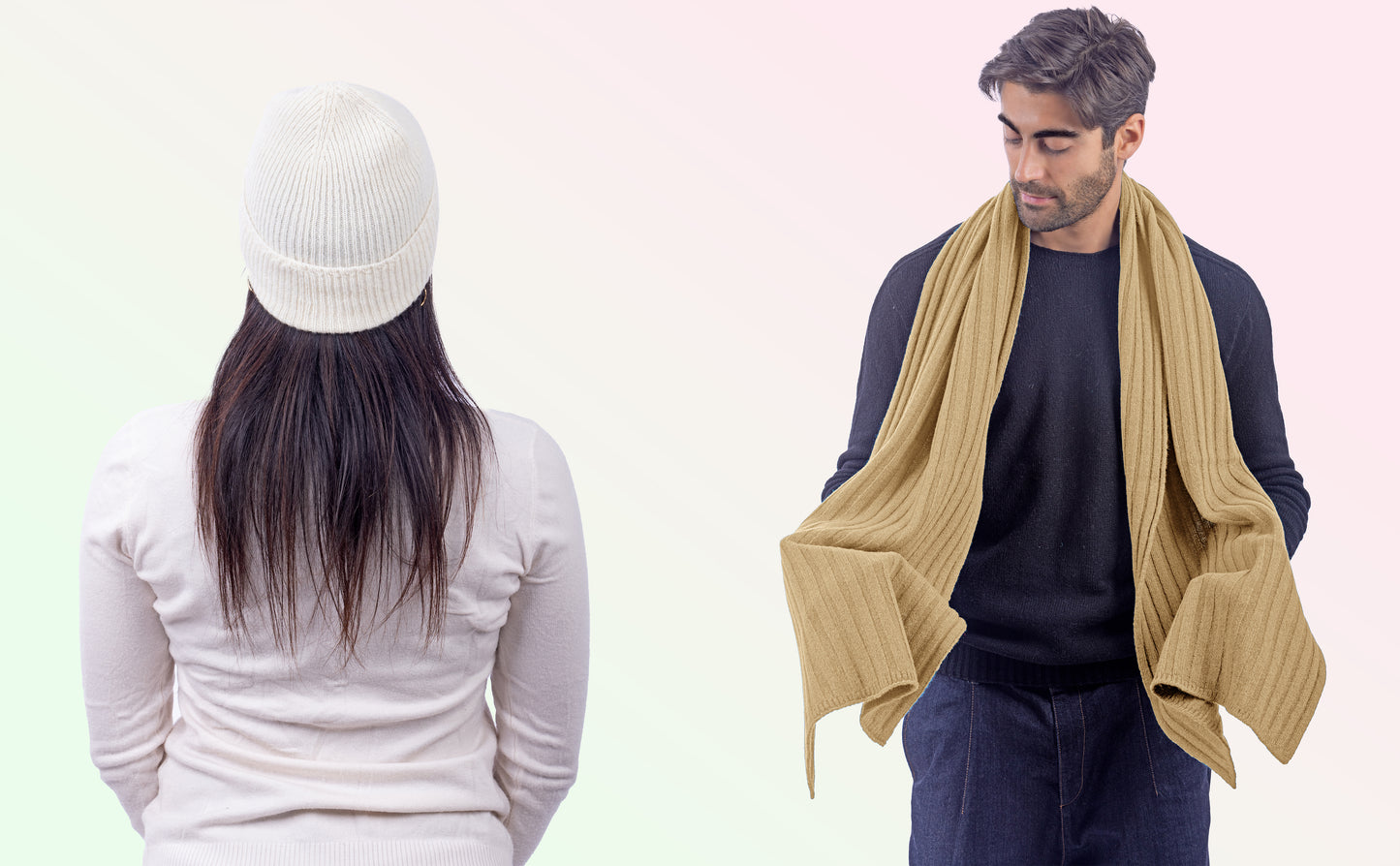 Box pura Lana: Cappello a coste 1X1 + Sciarpone a coste