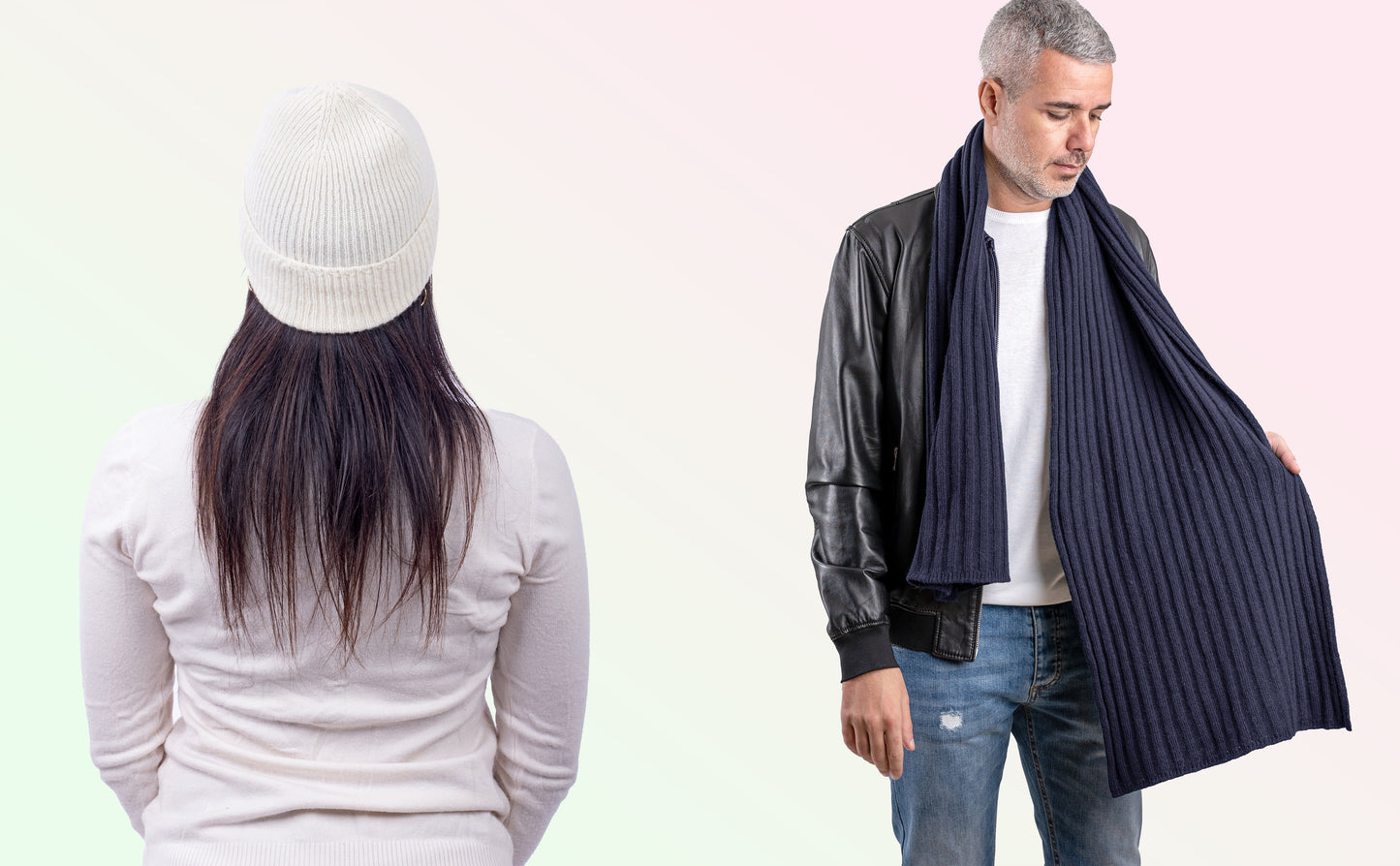Box pura Lana: Cappello a coste 1X1 + Sciarpone a coste