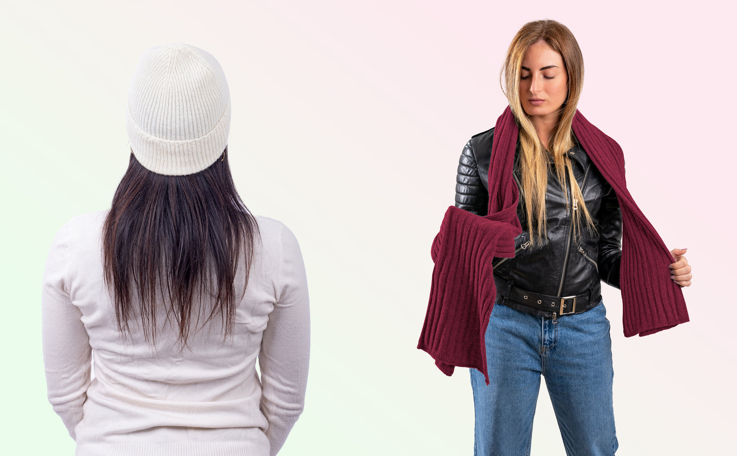 Box pura Lana: Cappello a coste 1X1 + Sciarpone a coste