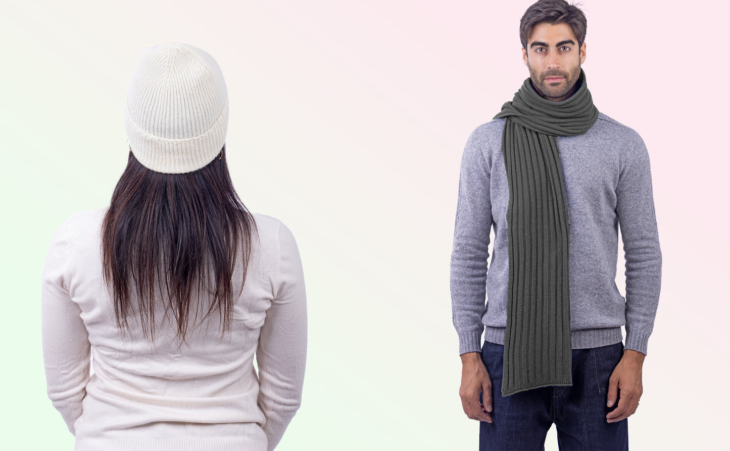 Box pura Lana: Cappello a coste 1X1 + Sciarpone a coste
